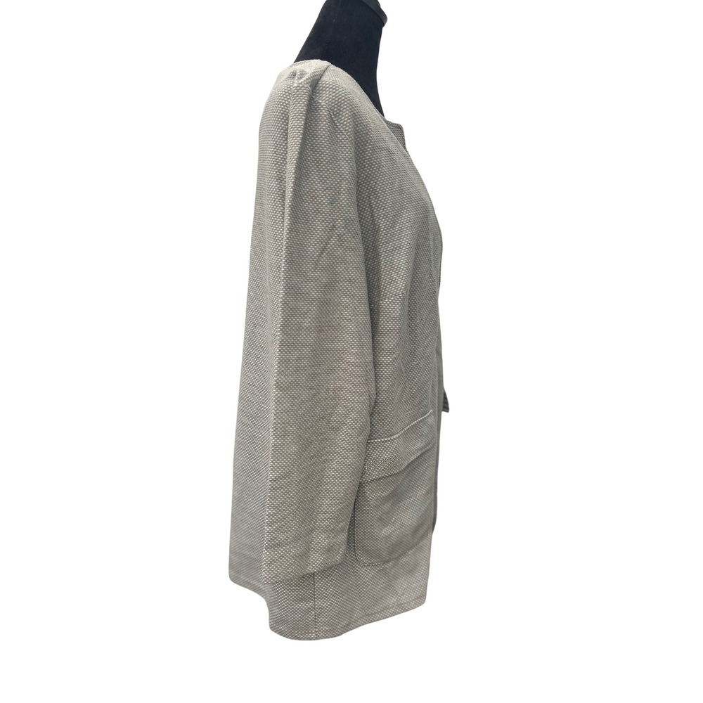 Creation L Grey Textured Longline Open Front Blazer Jacket Womens Size 12 W48606 - Picture 6 of 10